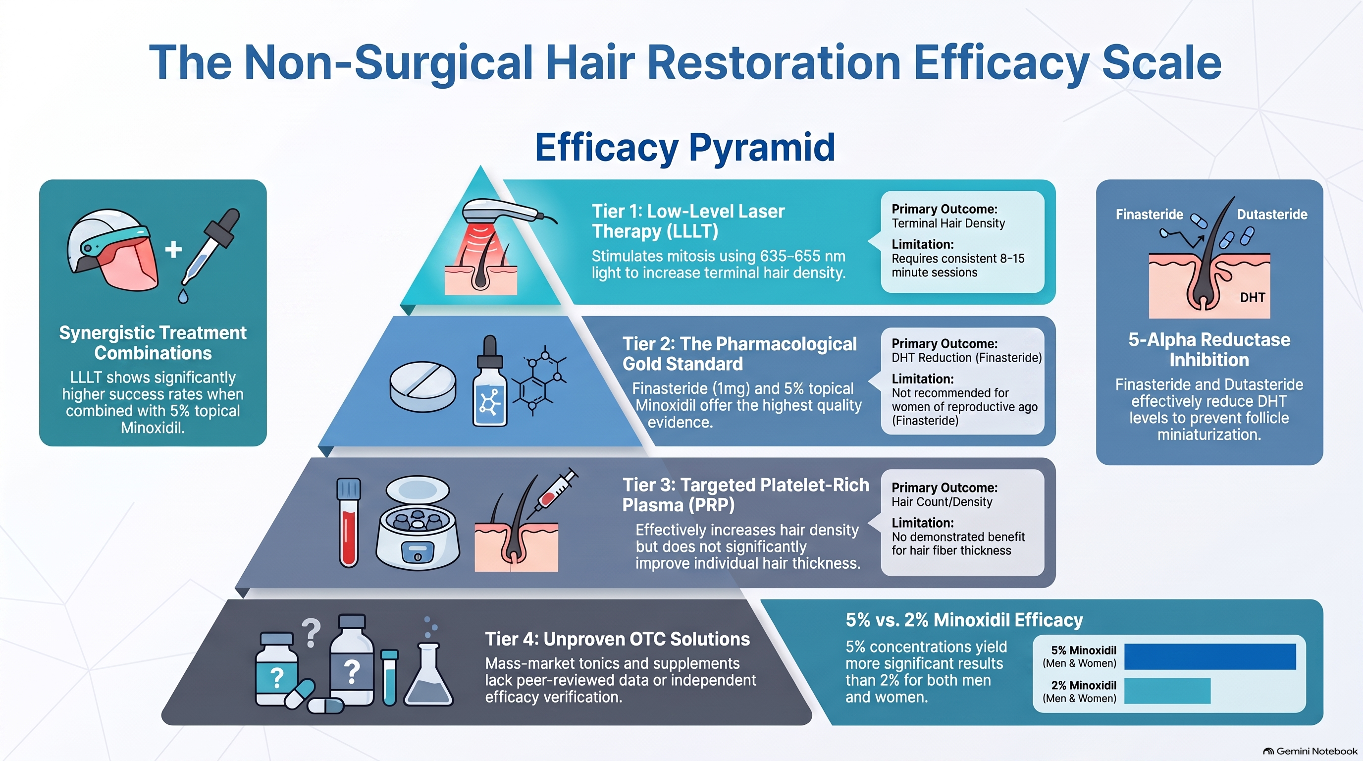 Hair restoration efficacy scale pyramid